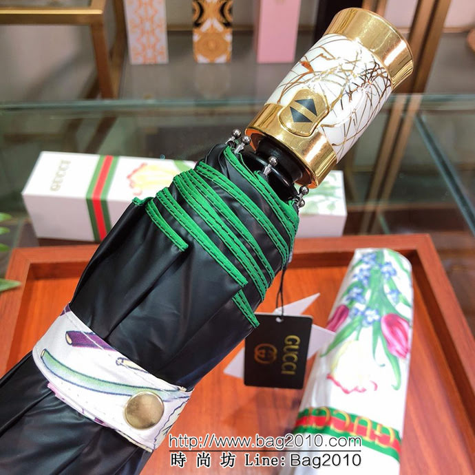 GUCCI古馳 專櫃夏季新款 全自動折疊晴雨傘 花卉圖案 防雨防紫外線隔熱傘  sll1020